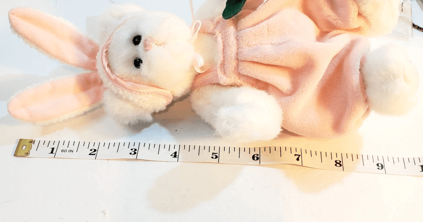 Russ Berrie Babette 9" Tall Plush Bear w/ Bunny Rabbit Ears Carrot Pink White - Thumbnail 9