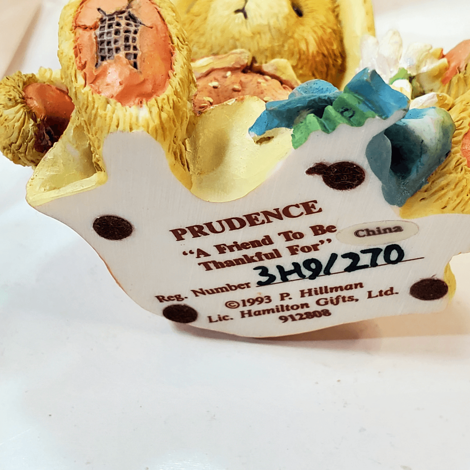 Vintage Cherished Teddies Prudence Pilgrim Figure Thanksgiving Teddy Bear 1993 - Thumbnail 8