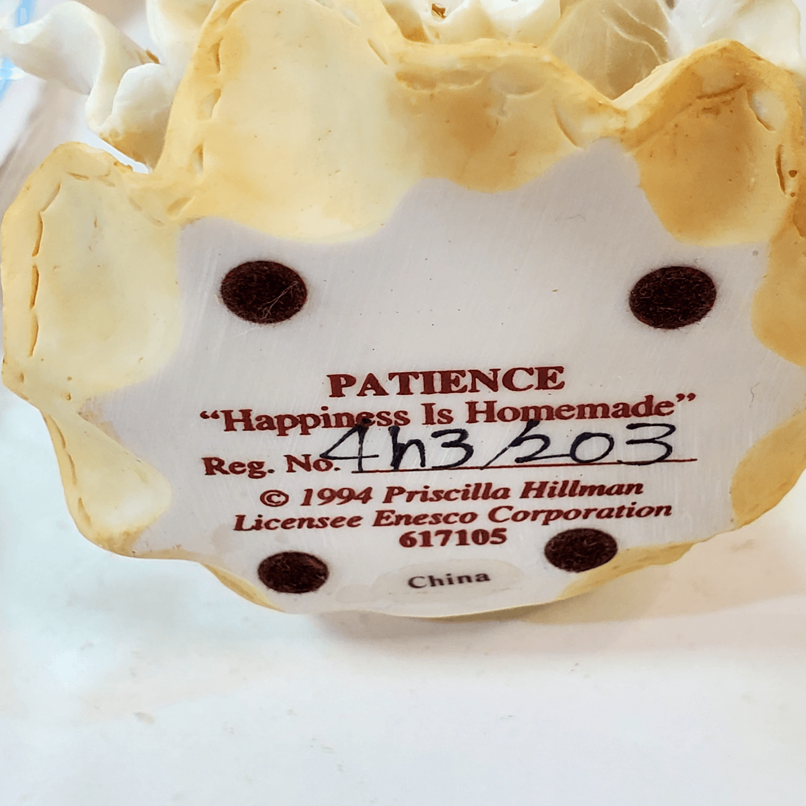 Vintage Cherished Teddies Patience Teddy Bear Figure Happiness Is Homemade 1994 - Thumbnail 8