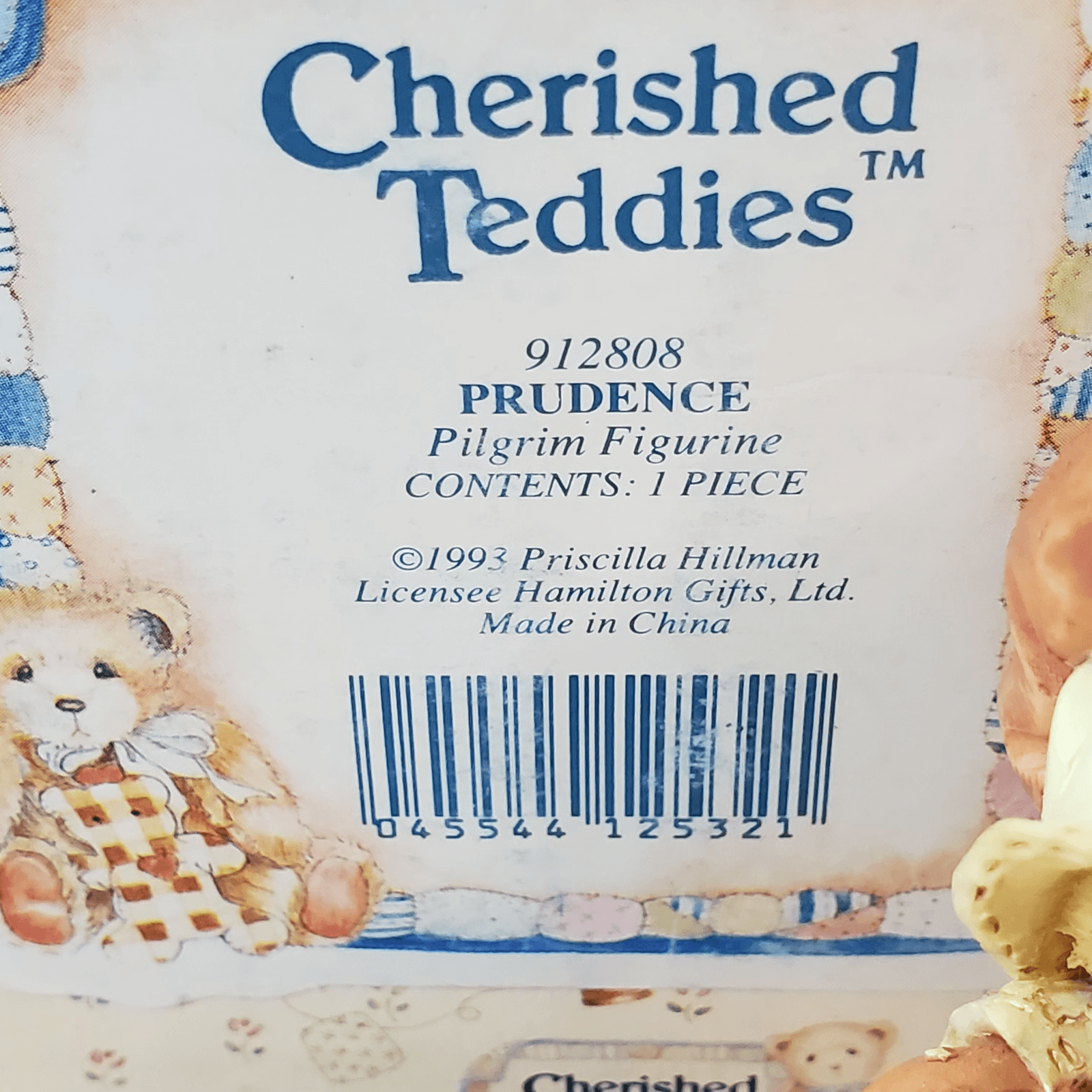Vintage Cherished Teddies Prudence Pilgrim Figure Thanksgiving Teddy Bear 1993 - Thumbnail 3