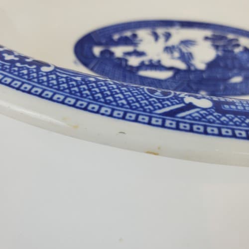 Vintage Buffalo China Blue Willow Oval Serving Vegetable Dish Bowl Made In USA - Thumbnail 5