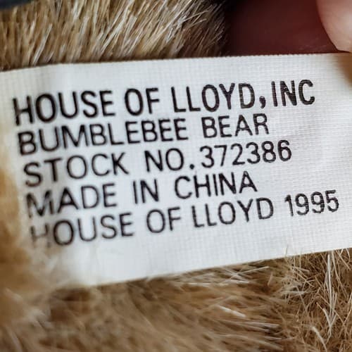 House of Lloyd Bumblebee Bear Stuffed Animal Plush Bear Jointed 9" - Thumbnail 6