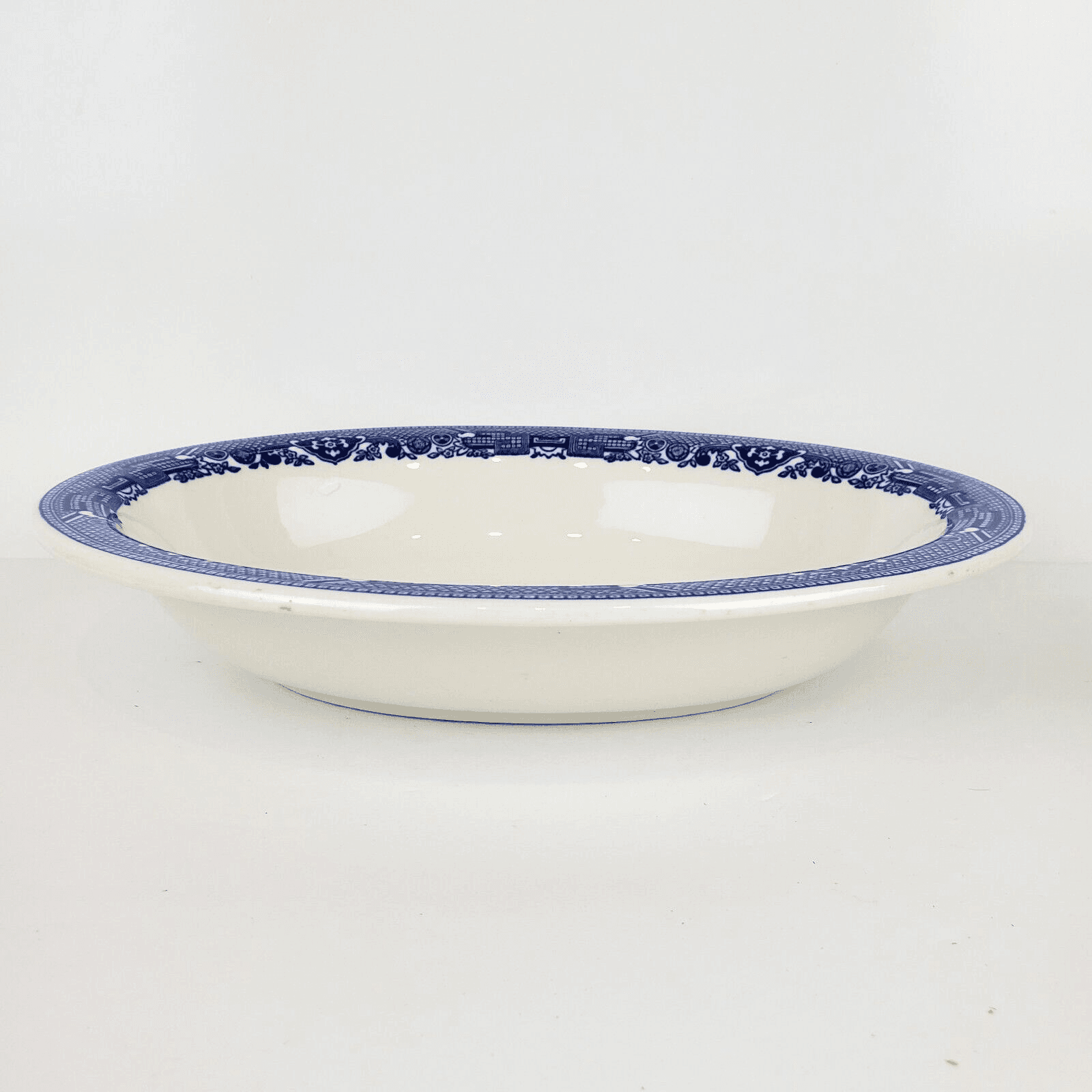 Vintage Buffalo China Blue Willow Oval Serving Vegetable Dish Bowl Made In USA - Thumbnail 2
