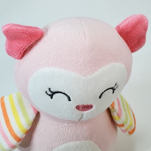 Carter's Owl Wobble Chime 7" Plush Pink Striped Stuffed Baby Soft Toy Lovey 2015 - Thumbnail 7