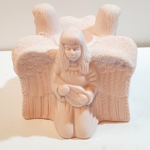 Vintage Hermitage Pottery Porcelain 3 Jade Angel Taper Candle Holder Table Decor - Thumbnail 5