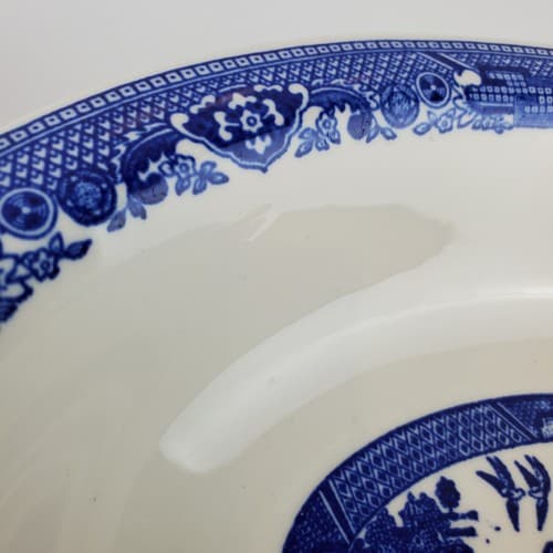 Vintage Buffalo China Blue Willow Oval Serving Vegetable Dish Bowl Made In USA - Thumbnail 8