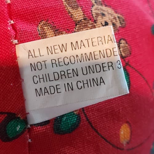 Vtg Christmas Wishes Red Print Teddy Bear Stuffed Animal Plush Farmhouse Decor - Thumbnail 6