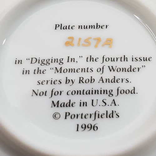 Vintage 1996 Porterfield's Rob Anders Miniature Plate Digging In #2157A - Thumbnail 5