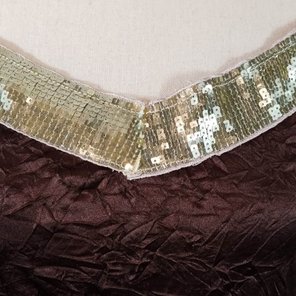 Cocomo Crushed Texture Look Long Cami Brown & Gold Sequin Size Small NWT *FLAW - Thumbnail 3