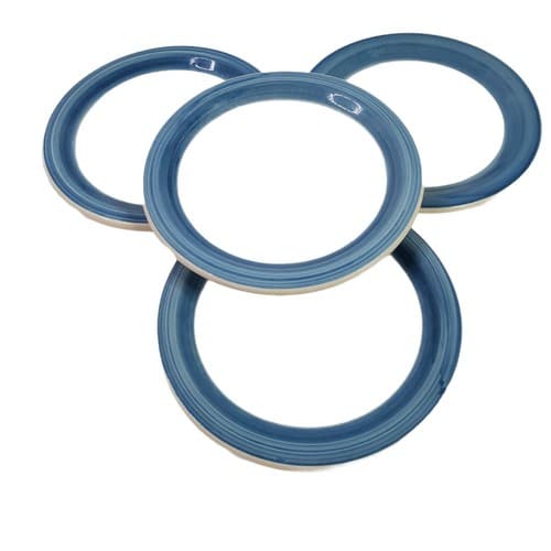 Vintage REGO C768-SB Set of 4 Bread & Butter Plate Stoneware White Blue Band