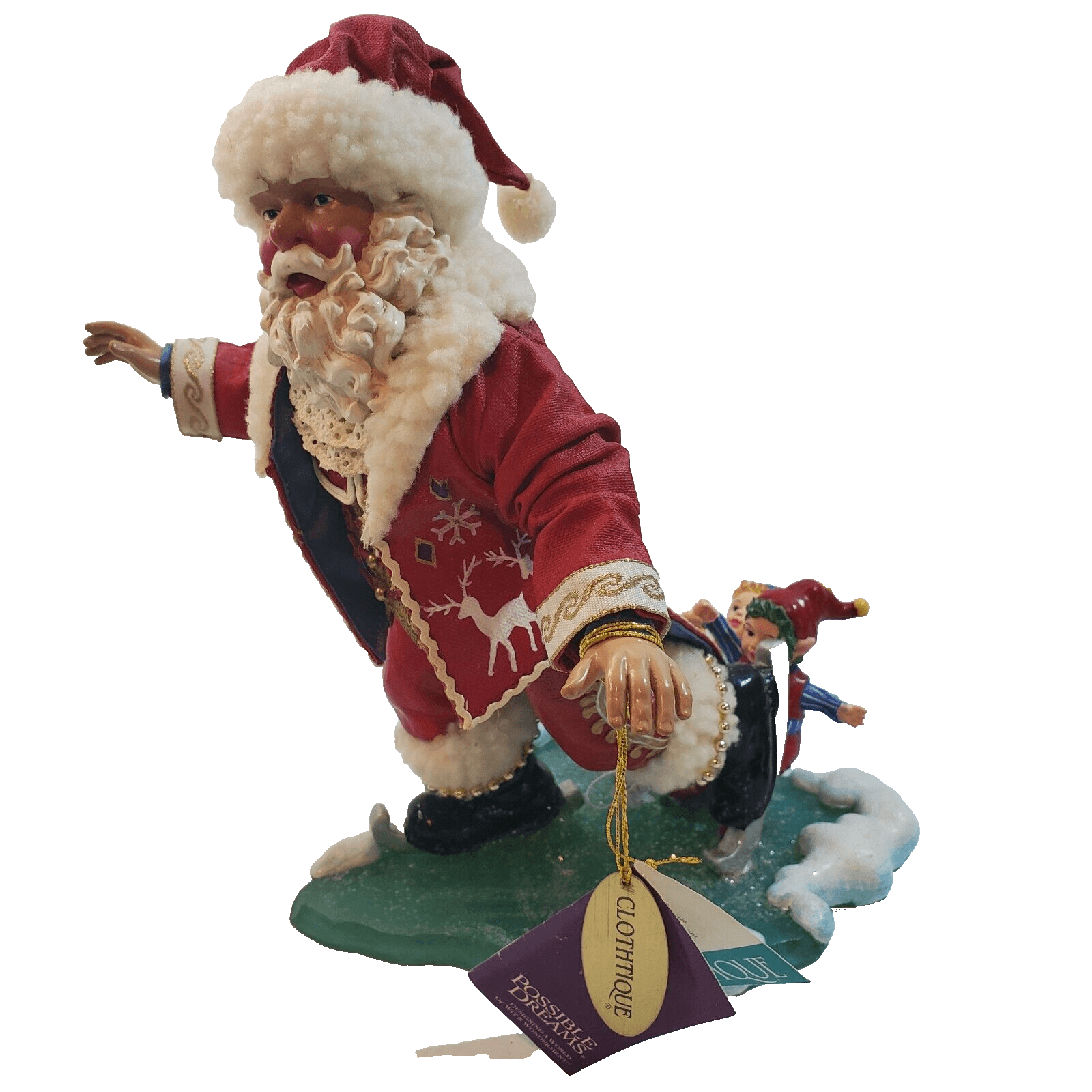 Vintage 2000 Clothtique Possible Dreams Santa's Coattails Christmas Figurine