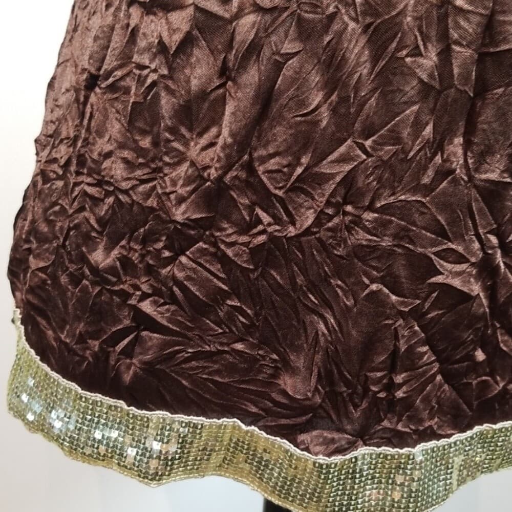 Cocomo Crushed Texture Look Long Cami Brown & Gold Sequin Size Small NWT *FLAW - Thumbnail 4