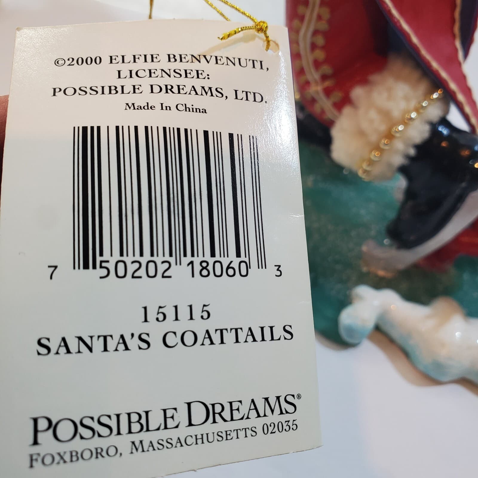 Vintage 2000 Clothtique Possible Dreams Santa's Coattails Christmas Figurine - Thumbnail 5