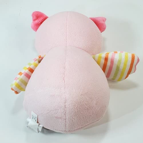 Carter's Owl Wobble Chime 7" Plush Pink Striped Stuffed Baby Soft Toy Lovey 2015 - Thumbnail 4