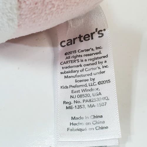Carter's Owl Wobble Chime 7" Plush Pink Striped Stuffed Baby Soft Toy Lovey 2015 - Thumbnail 2