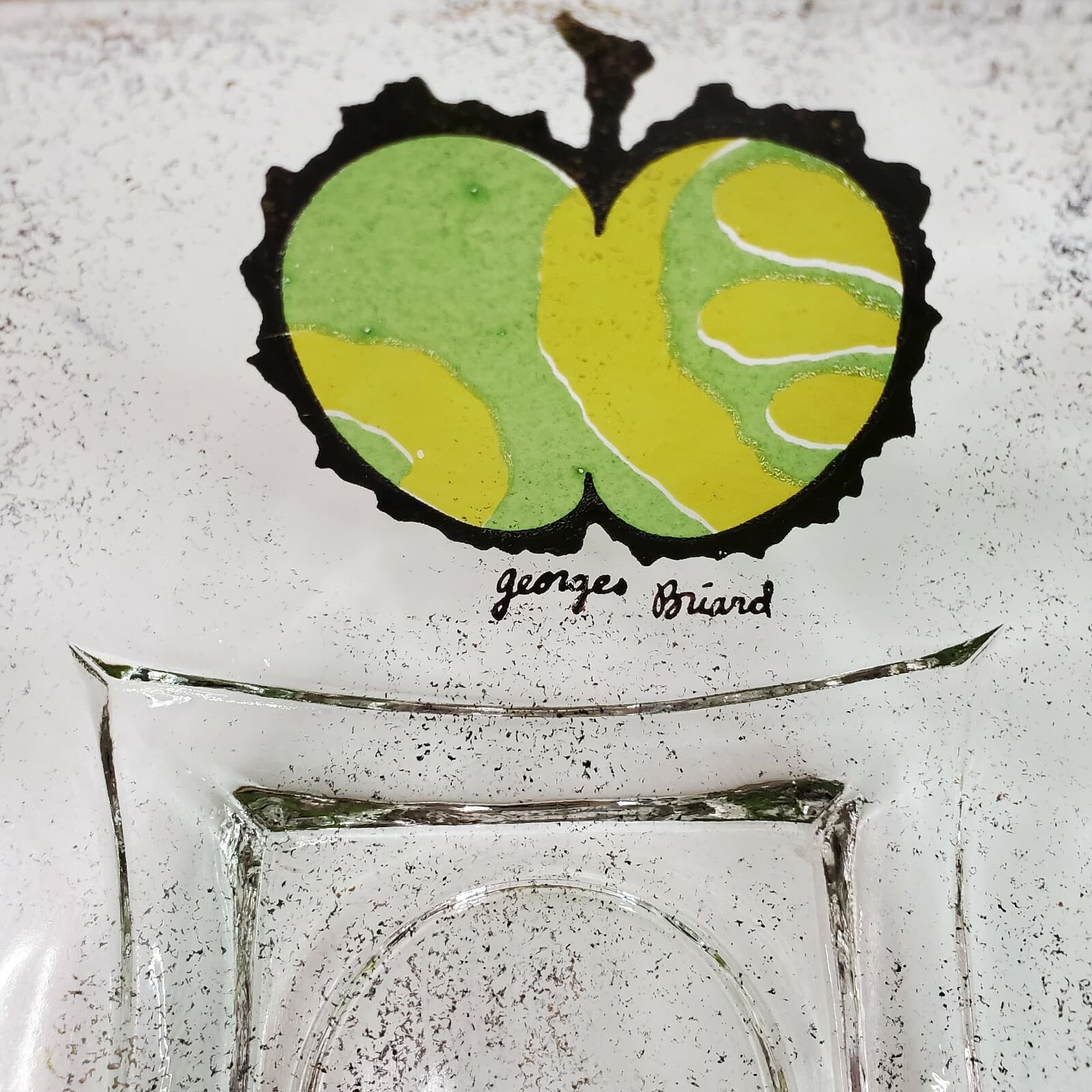 Vintage Lot of 2 Georges Briard Mid-Century Apple Pear 22K Square Glass Bowls - Thumbnail 3