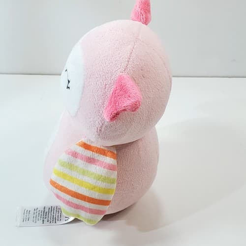 Carter's Owl Wobble Chime 7" Plush Pink Striped Stuffed Baby Soft Toy Lovey 2015 - Thumbnail 3