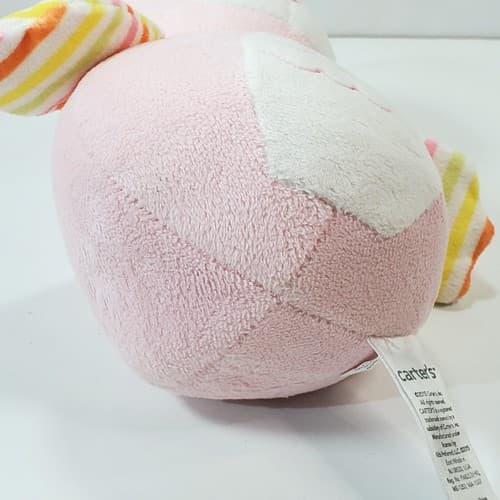 Carter's Owl Wobble Chime 7" Plush Pink Striped Stuffed Baby Soft Toy Lovey 2015 - Thumbnail 6