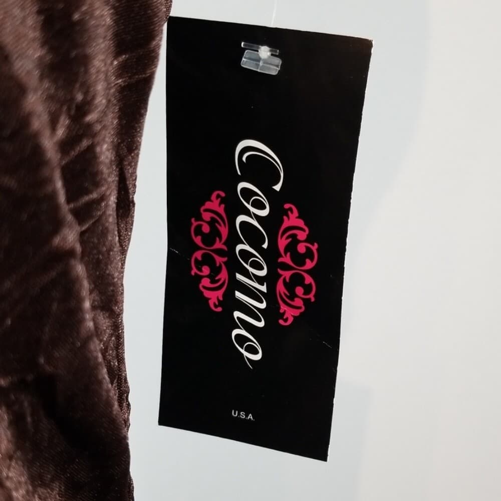 Cocomo Crushed Texture Look Long Cami Brown & Gold Sequin Size Small NWT *FLAW - Thumbnail 2