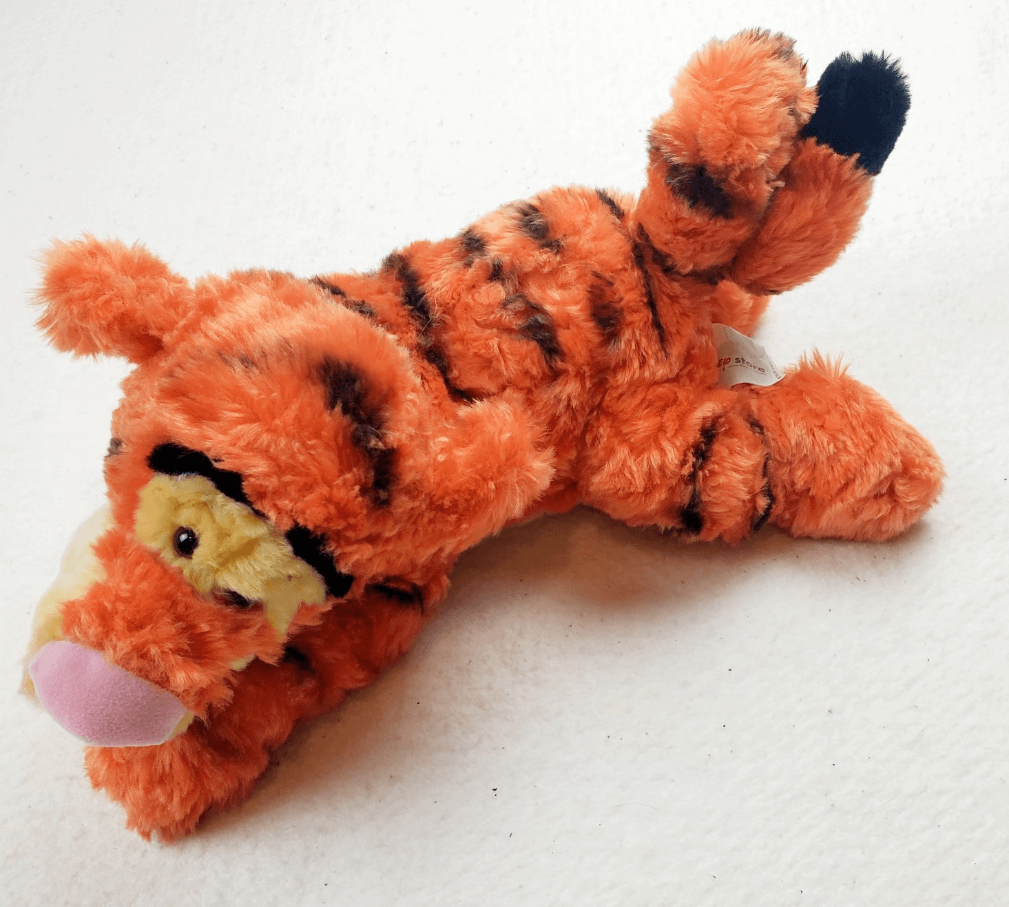 Vtg DISNEY STORE Fluffy MG Lying TIGGER PLUSH Winnie The Pooh Stuffed Animal Toy