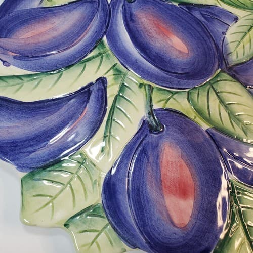 Vintage Italian Ceramic Trivet Plums Kitchen Home Wall Decor 7279 Made In Italy - Thumbnail 2