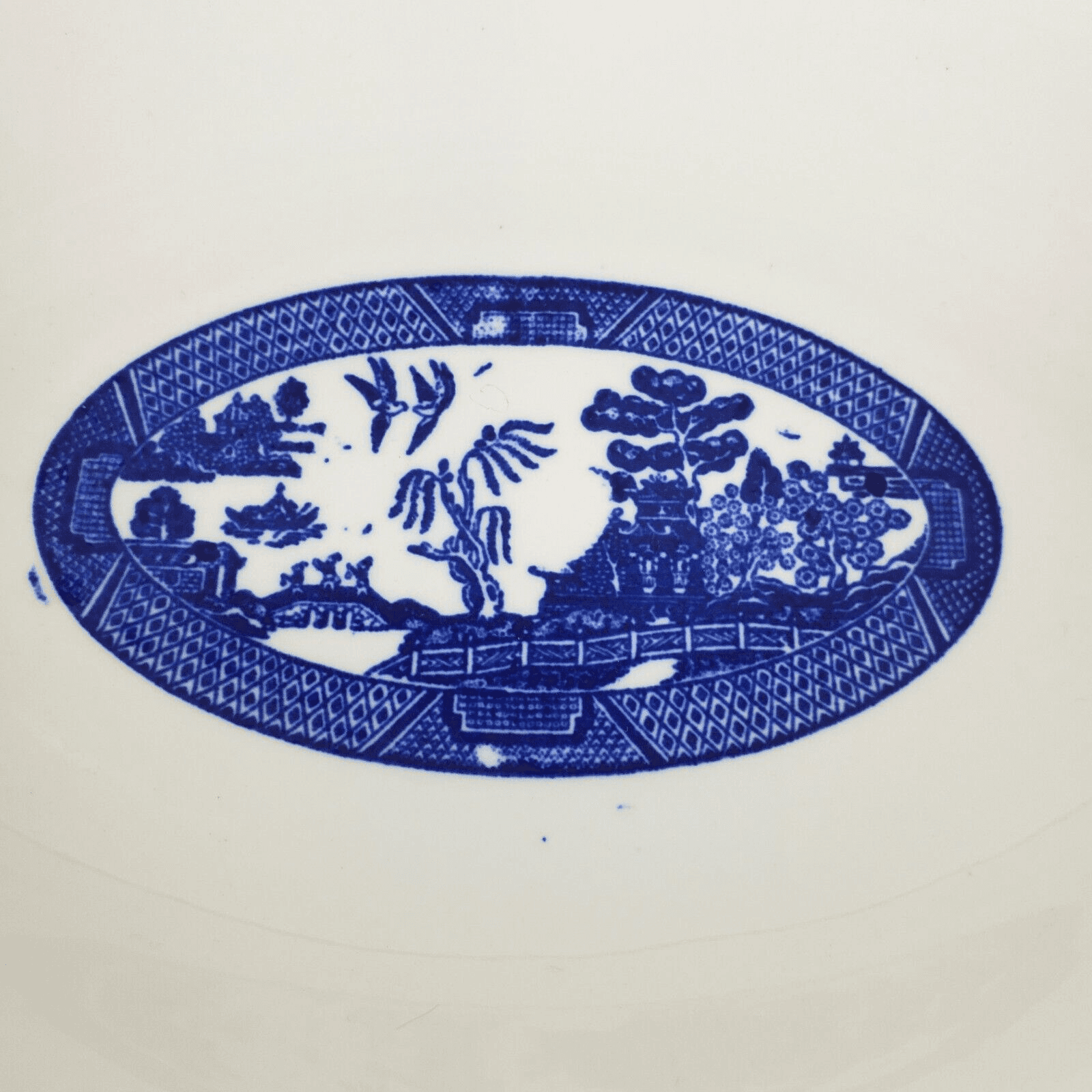 Vintage Buffalo China Blue Willow Oval Serving Vegetable Dish Bowl Made In USA - Thumbnail 3