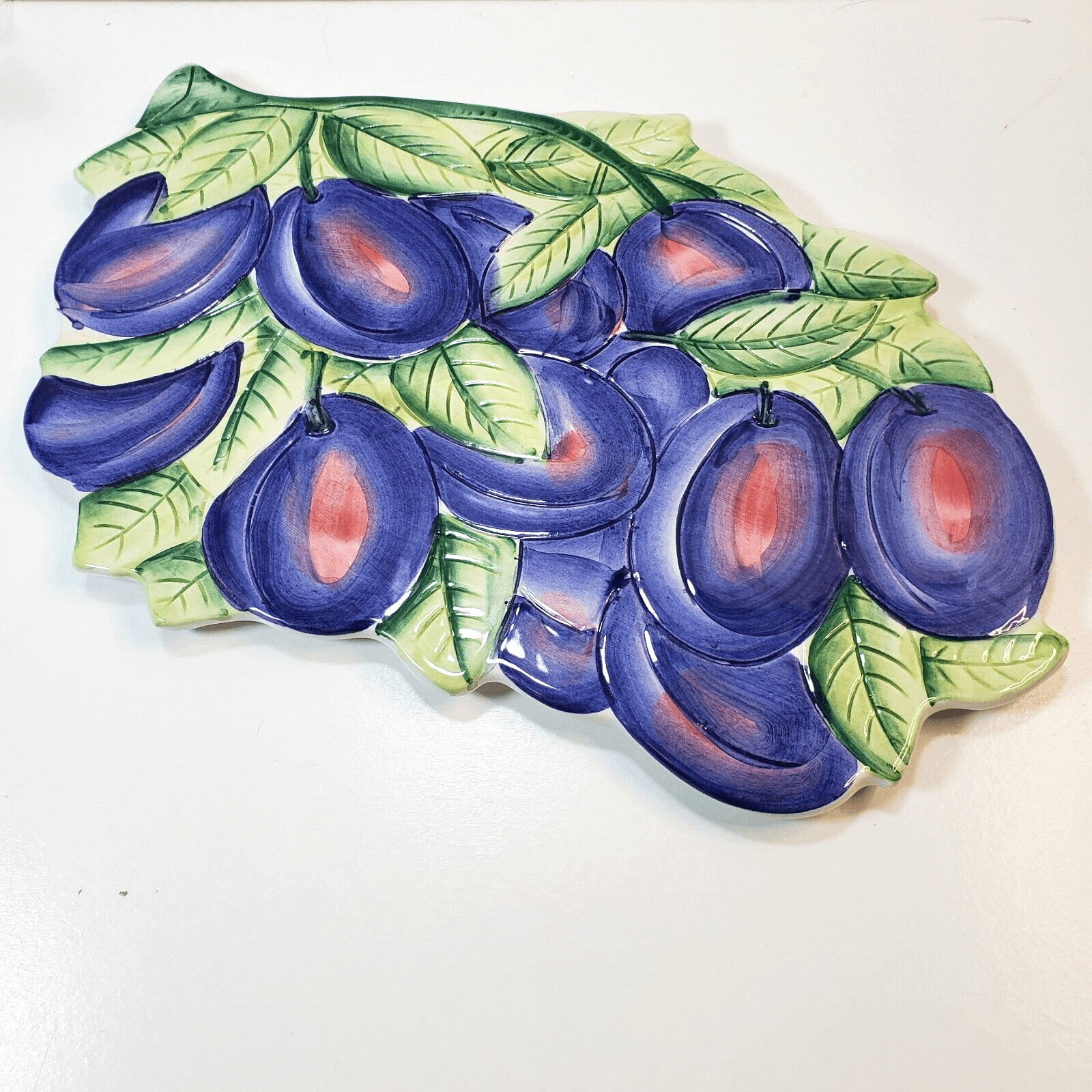 Vintage Italian Ceramic Trivet Plums Kitchen Home Wall Decor 7279 Made In Italy