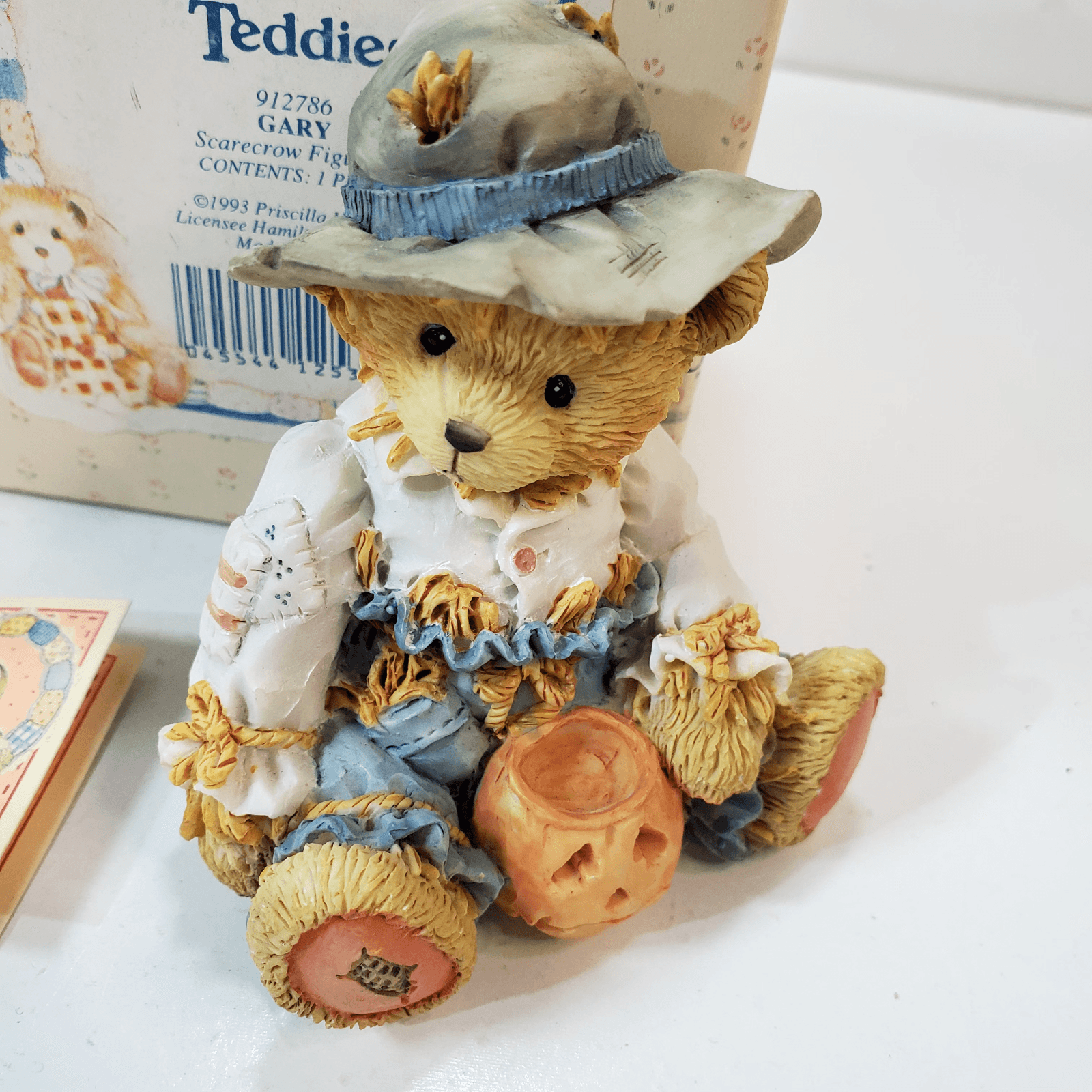 Vintage Cherished Teddies Gary Scarecrow Figure Thanksgiving Teddy Bear 1993 - Thumbnail 2