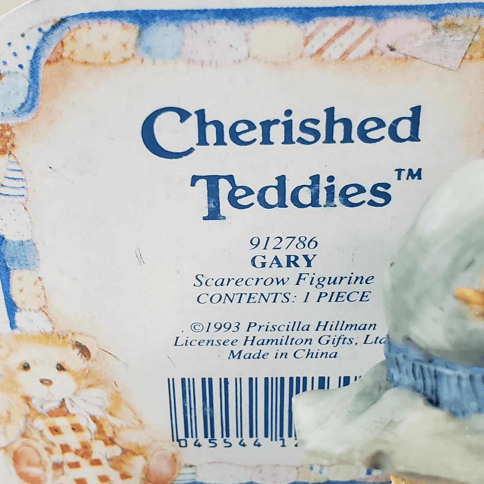 Vintage Cherished Teddies Gary Scarecrow Figure Thanksgiving Teddy Bear 1993 - Thumbnail 3