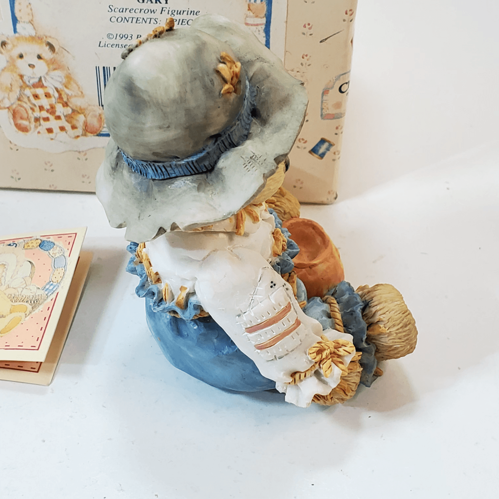 Vintage Cherished Teddies Gary Scarecrow Figure Thanksgiving Teddy Bear 1993 - Thumbnail 4