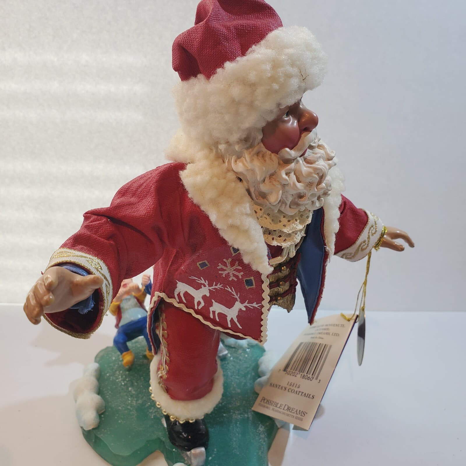 Vintage 2000 Clothtique Possible Dreams Santa's Coattails Christmas Figurine - Thumbnail 9