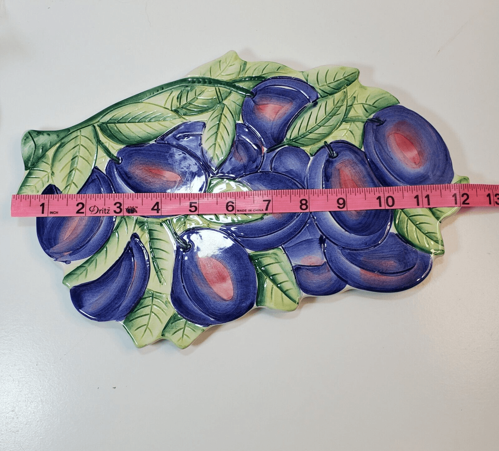 Vintage Italian Ceramic Trivet Plums Kitchen Home Wall Decor 7279 Made In Italy - Thumbnail 7