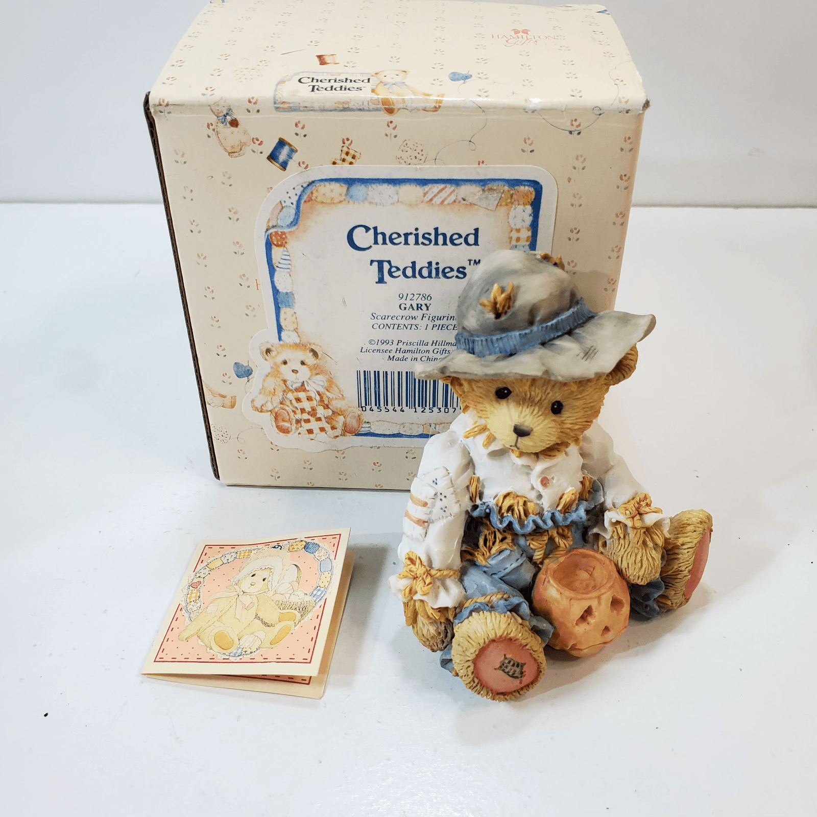Vintage Cherished Teddies Gary Scarecrow Figure Thanksgiving Teddy Bear 1993
