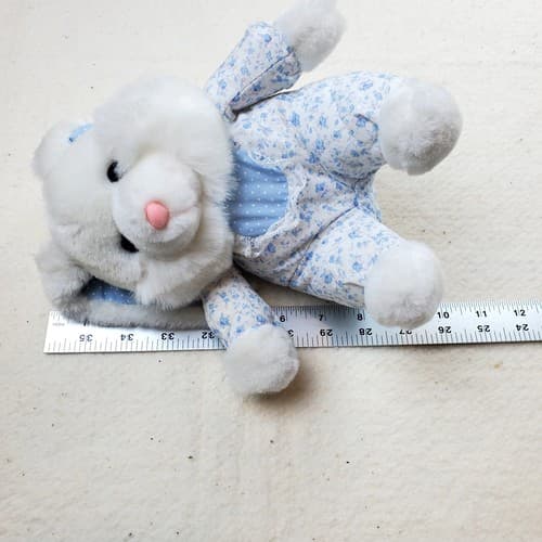 Vtg 1991 World Of Smile Bunny Rabbit Blue Floral Quilted Stuffed Animal Plush - Thumbnail 6