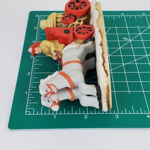 Vtg Geo Z Lefton Horse Drawn Fire Engine Firefighting Christmas Village Figurine - Thumbnail 10