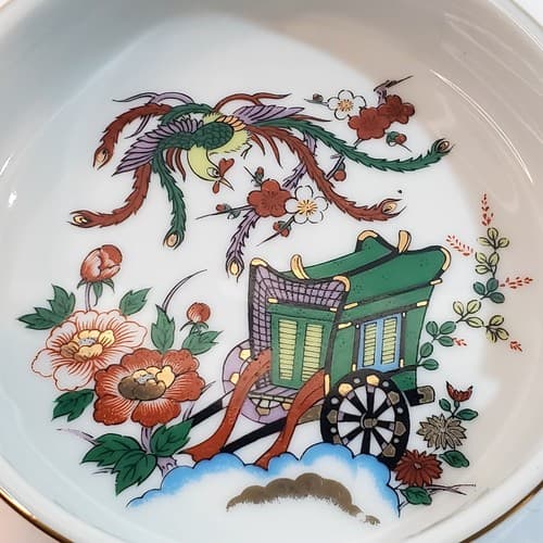 Vintage Porcelain IMARI Japanese Ashtray Heritage Mint Bird Carriage Design 4.5" - Thumbnail 6