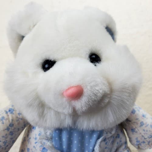 Vtg 1991 World Of Smile Bunny Rabbit Blue Floral Quilted Stuffed Animal Plush - Thumbnail 2
