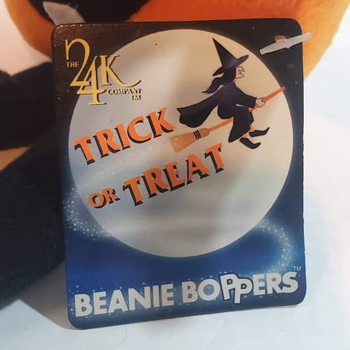 Vtg 1997 The 24k Company Beanie Boppers Stuffed Plush Perry Pumpkin Halloween - Thumbnail 2