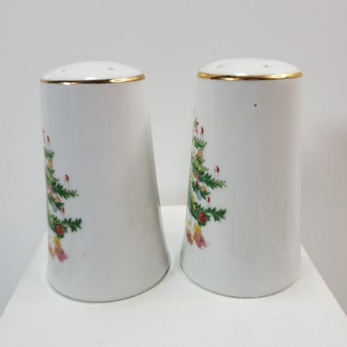 Vintage Made in Japan Salt and Pepper Shaker Pair Christmas Tree Design - Thumbnail 4