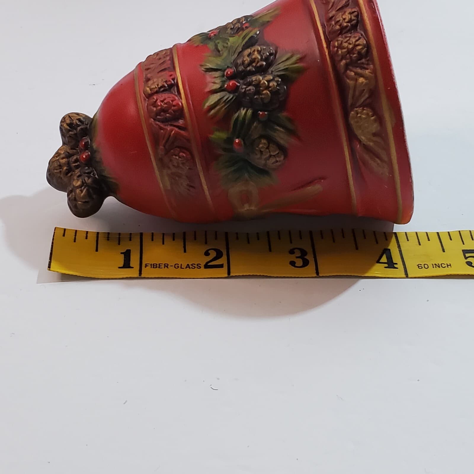Vintage Napcoware Red Christmas Bell Decoration Mistletoe Holly X-8655 Japan - Thumbnail 7