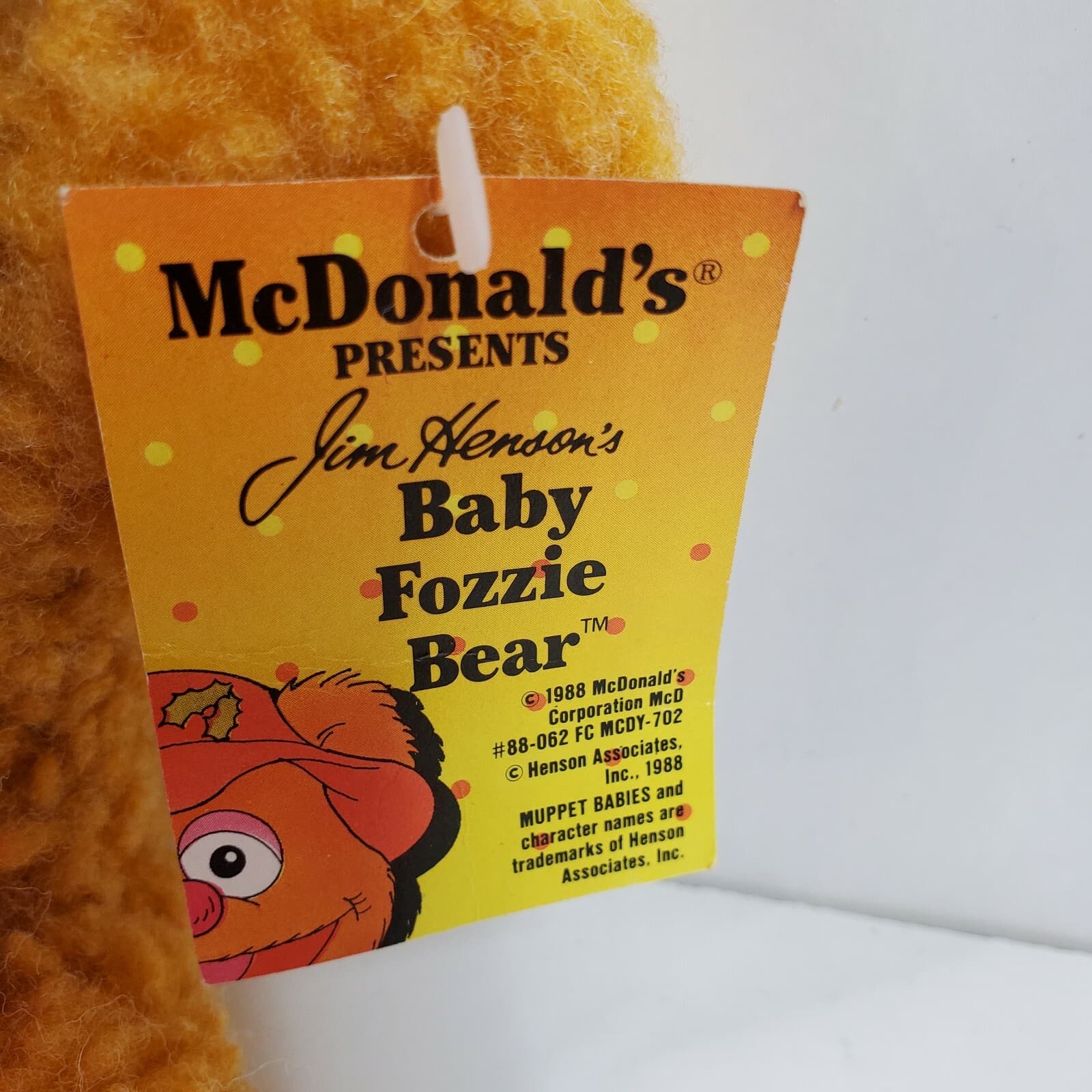 Vintage 1988 McDonalds Baby Fozzie Bear Christmas Jim Henson's Has Tags 9" - Thumbnail 2