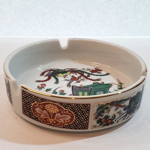 Vintage Porcelain IMARI Japanese Ashtray Heritage Mint Bird Carriage Design 4.5" - Thumbnail 2