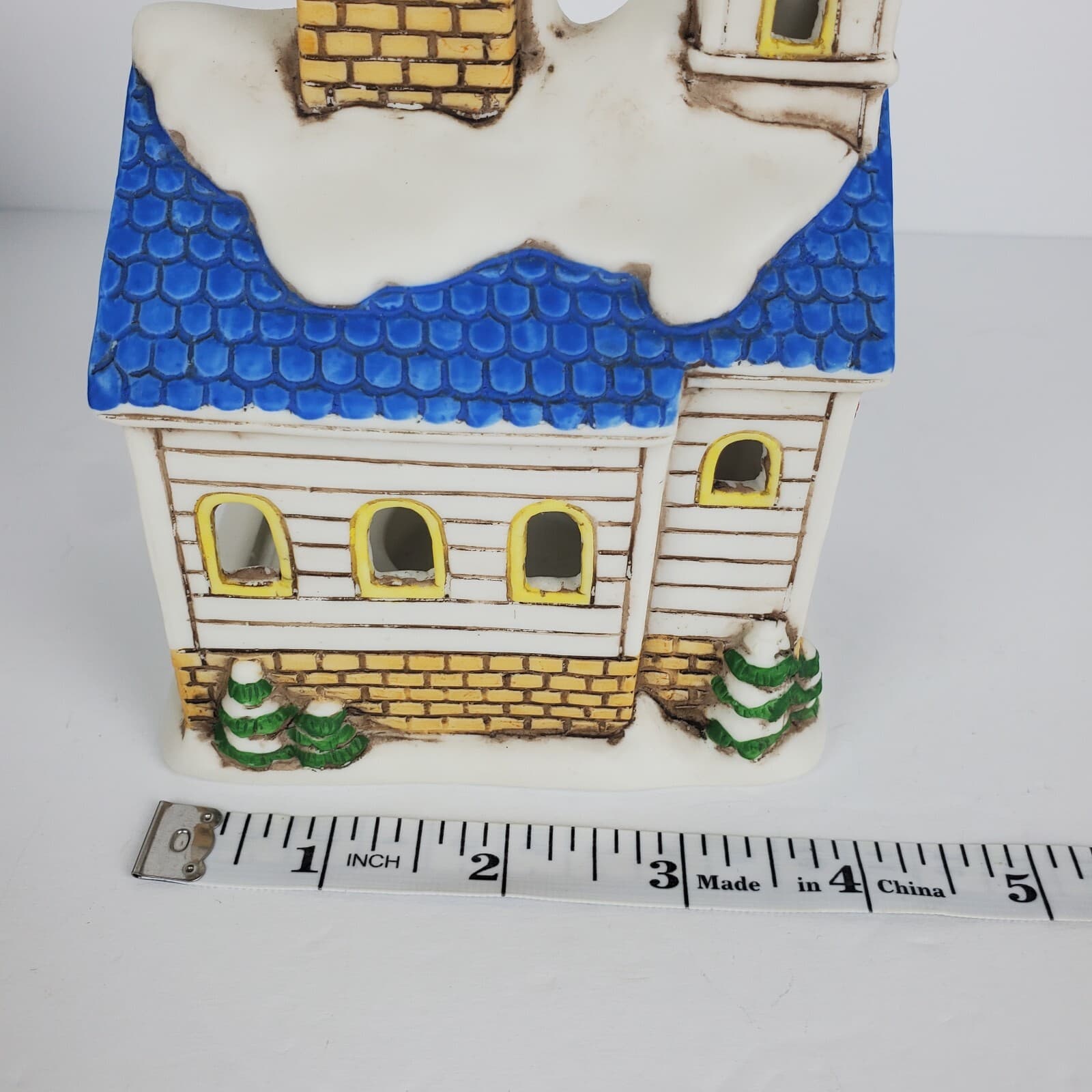 Vintage 1988 Lefton Byron Wood Colonial Village Church Chapel Tea Light Holder - Thumbnail 7