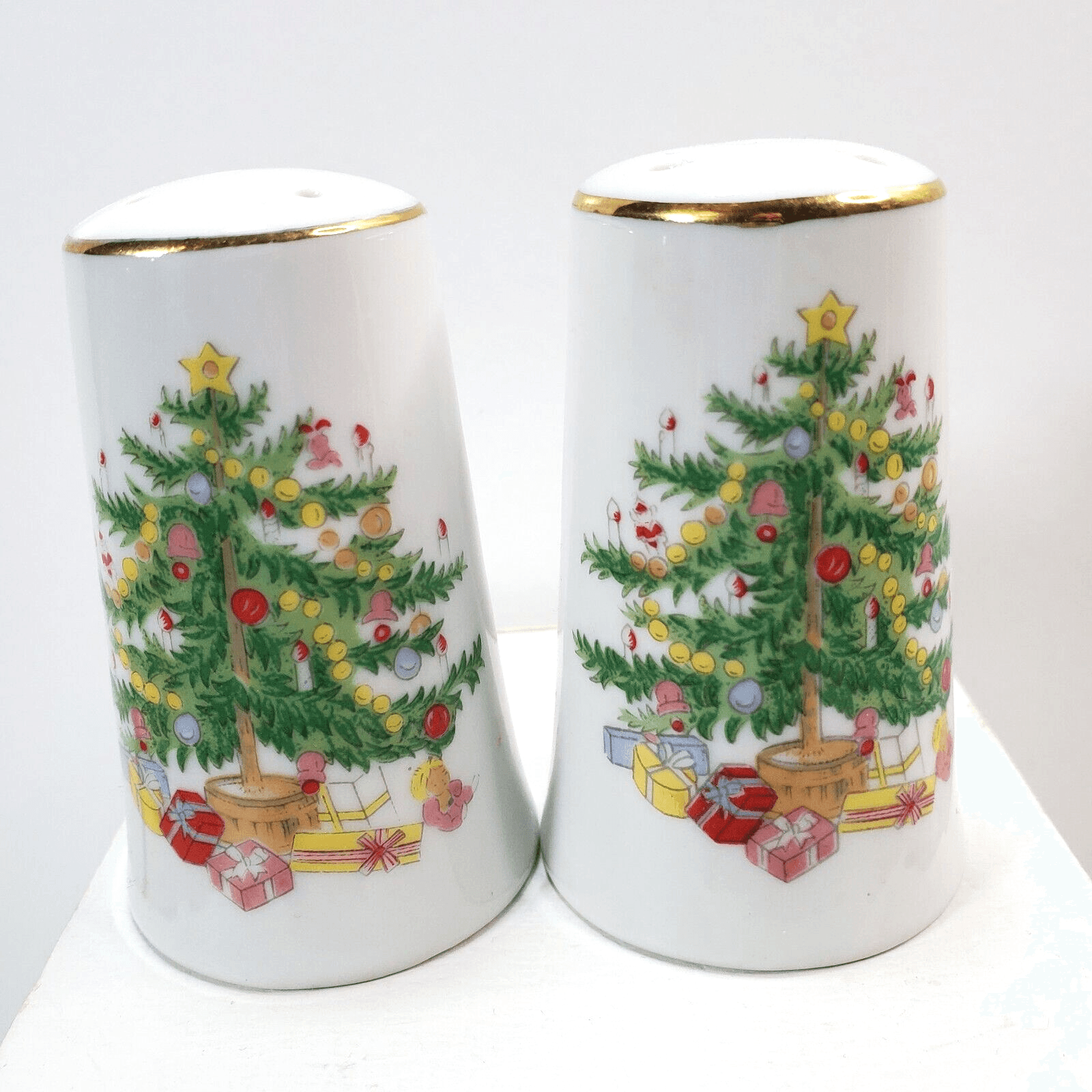Vintage Made in Japan Salt and Pepper Shaker Pair Christmas Tree Design