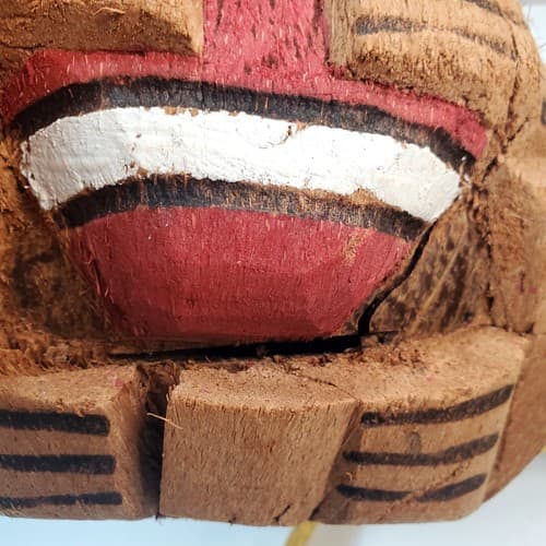 Vintage Hand Carved Coconut Monkey Gorilla Head Glasses Football Tiki Polynesian - Thumbnail 7