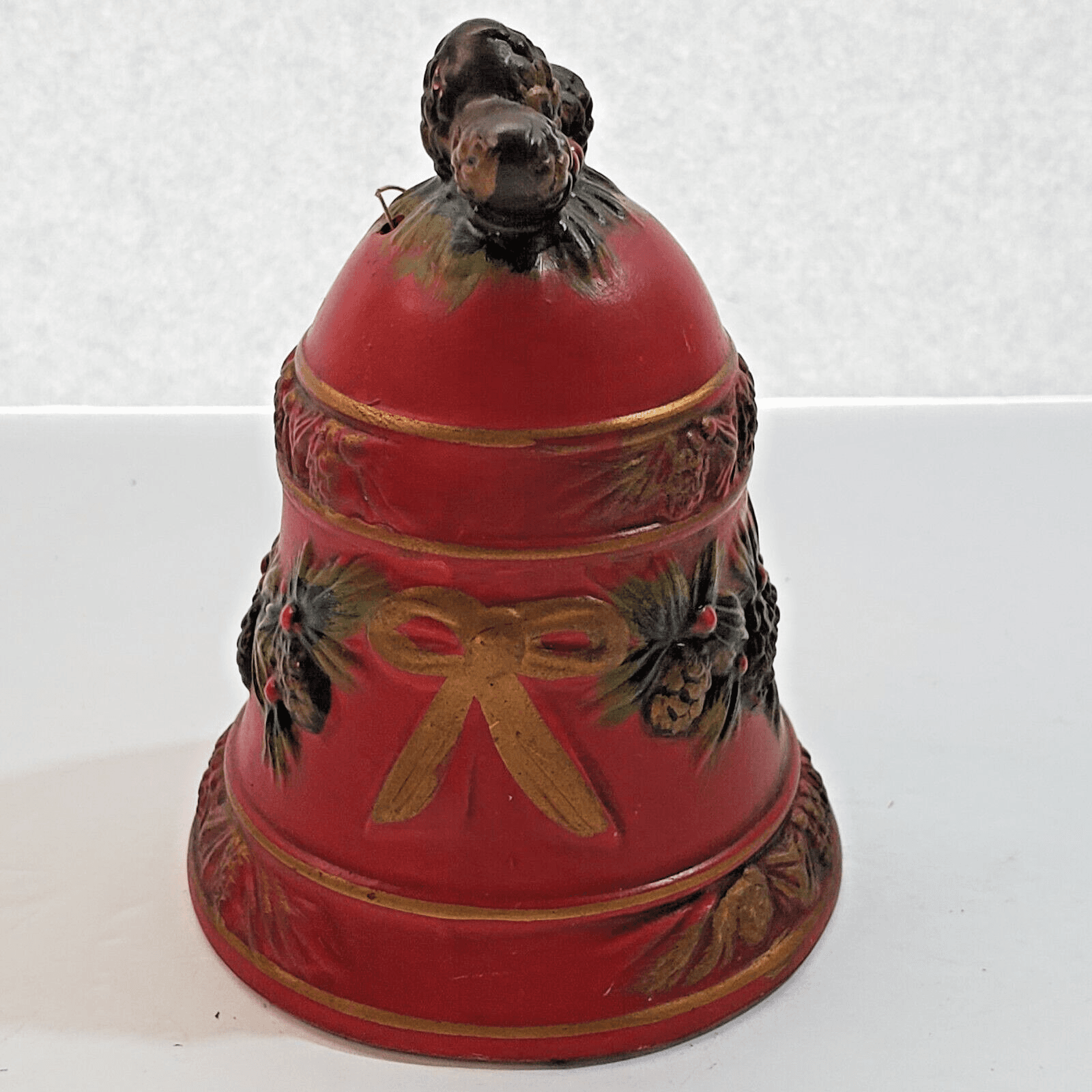 Vintage Napcoware Red Christmas Bell Decoration Mistletoe Holly X-8655 Japan - Thumbnail 4