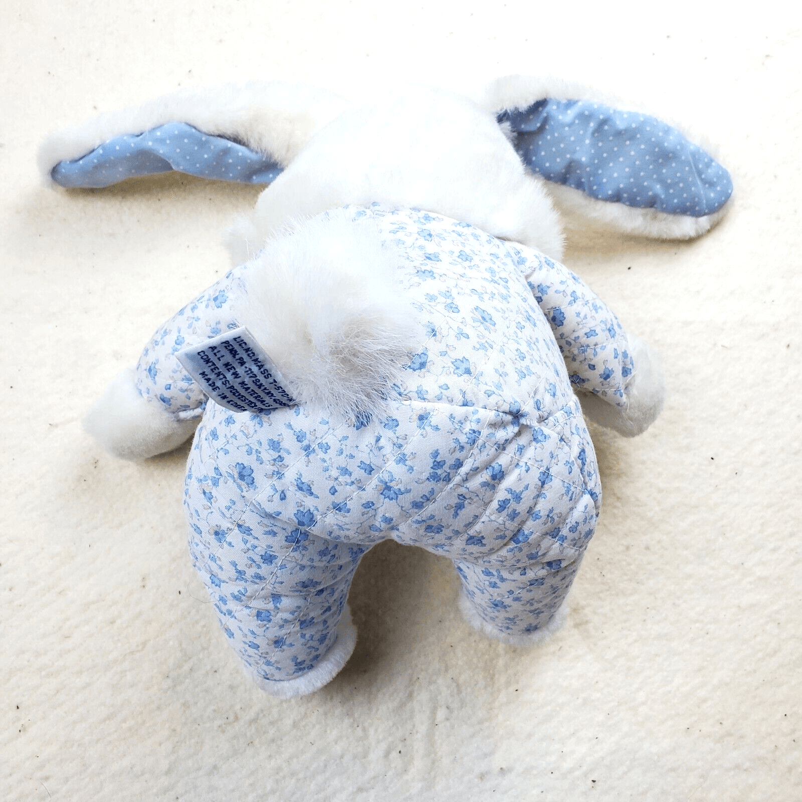 Vtg 1991 World Of Smile Bunny Rabbit Blue Floral Quilted Stuffed Animal Plush - Thumbnail 5