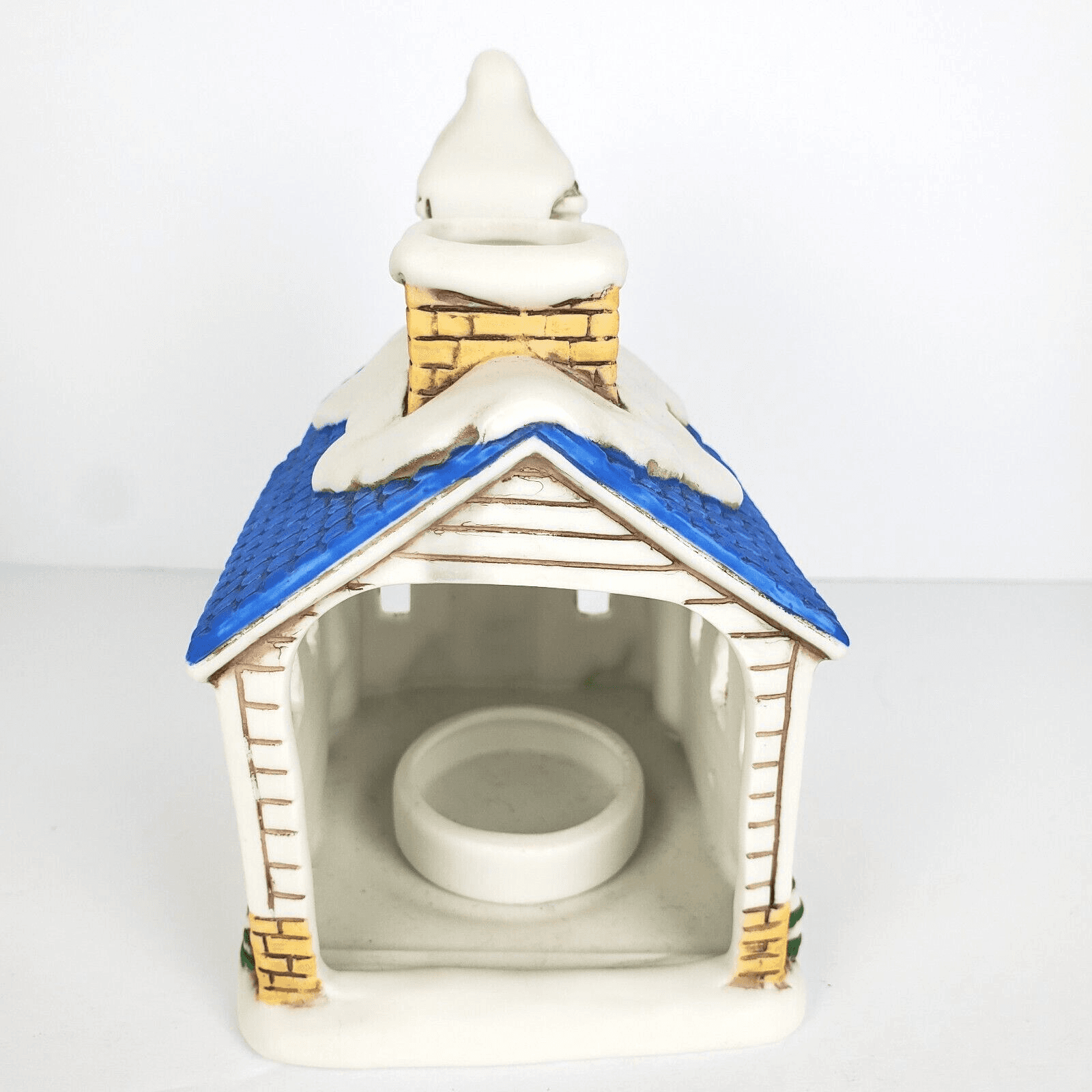 Vintage 1988 Lefton Byron Wood Colonial Village Church Chapel Tea Light Holder - Thumbnail 3