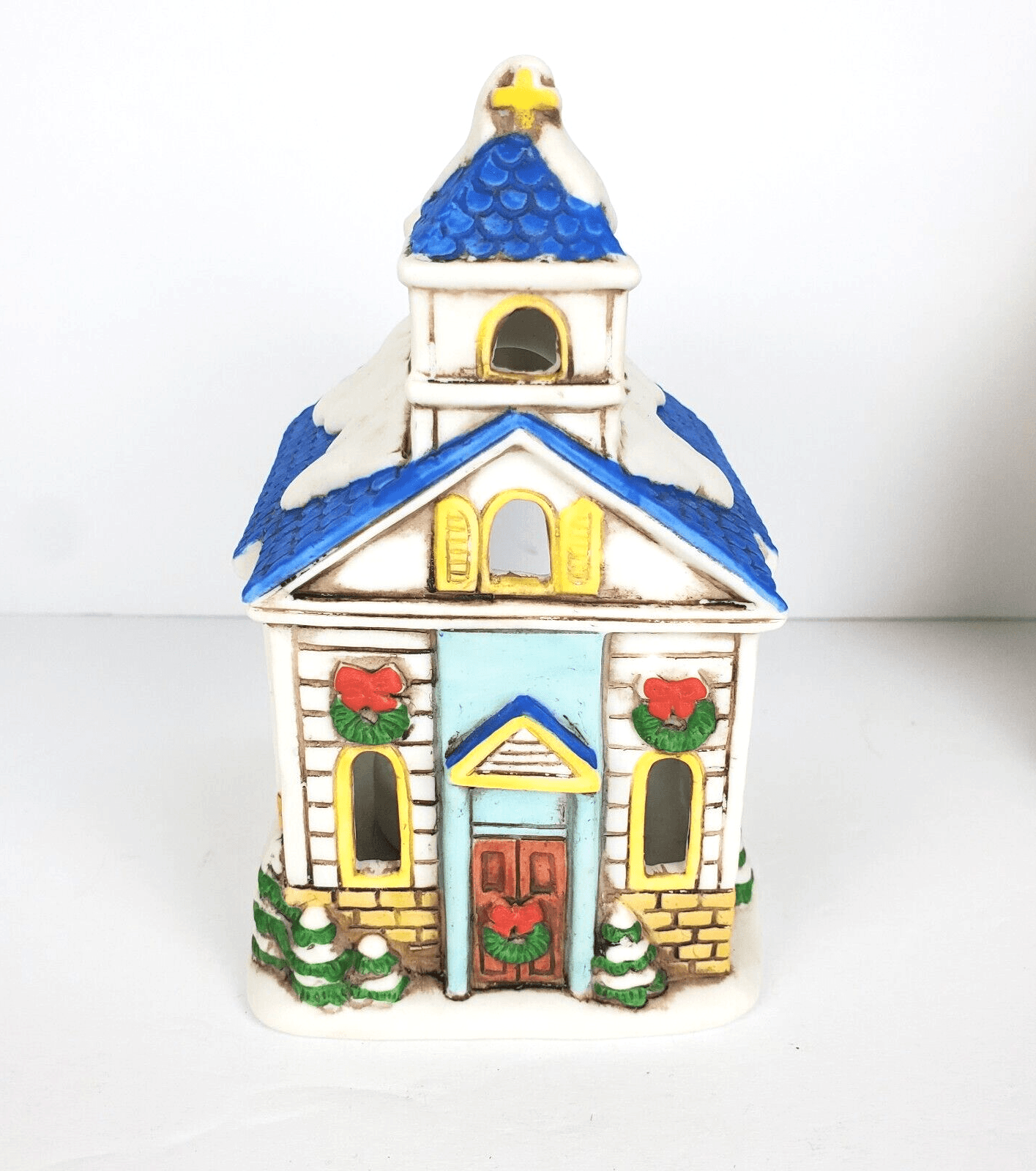 Vintage 1988 Lefton Byron Wood Colonial Village Church Chapel Tea Light Holder
