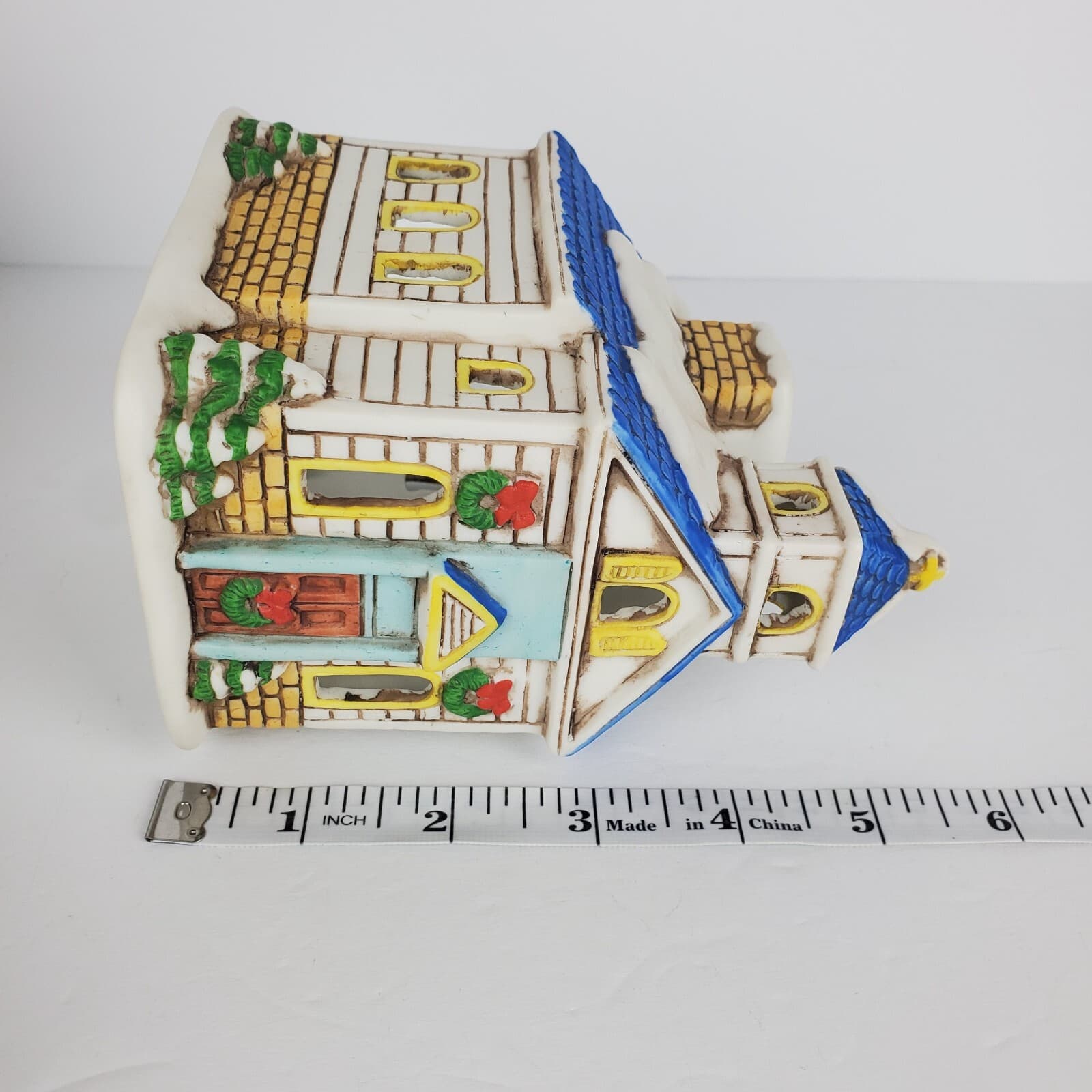 Vintage 1988 Lefton Byron Wood Colonial Village Church Chapel Tea Light Holder - Thumbnail 9